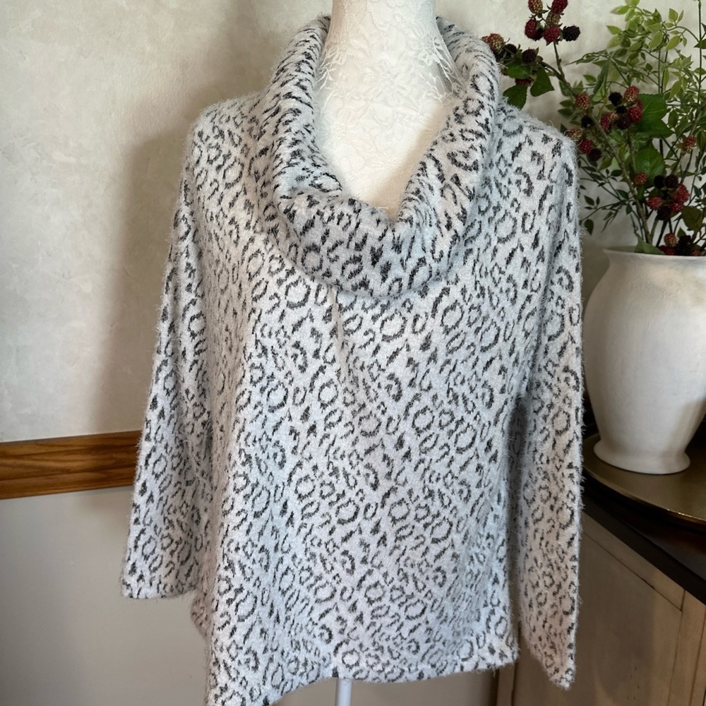 Chic Cowl Neck Leopard Sweater